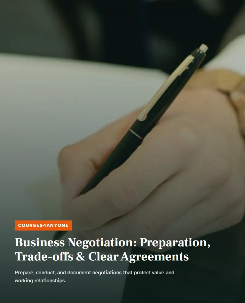 Business Negotiation: Preparation, Trade-offs & Clear Agreements
